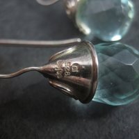 Vintage Sterling Faceted Blue Crystal Earrings Sajen