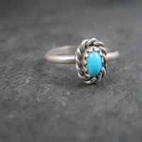 Dainty Southwestern Sterling Turquoise Ring Size 4