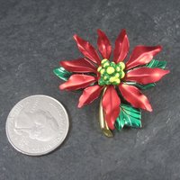 Vintage Enamel Poinsettia Brooch