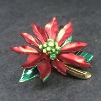 Vintage Enamel Poinsettia Brooch