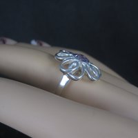 Vintage Sterling Amethyst Flower Ring Size 8