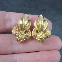 Vintage Nouveau 12K Screw Back Earrings