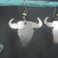 Vintage Southwestern Sterling Steer Head Earrings