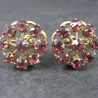 Vintage Gold Filled Purple Rhinestone Screw Back Earrings