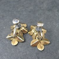 Vintage Gold Filled Blue Rhinestone Flower Screw Back Earrings Simmons