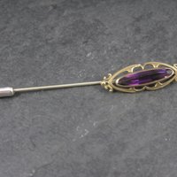 Antique Purple Amethyst Glass Stick Pin