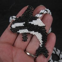 Large Alaskan Native Beaded Orca Necklace