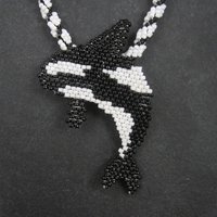 Large Alaskan Native Beaded Orca Necklace