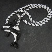 Large Alaskan Native Beaded Orca Necklace