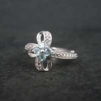 Vintage Sterling Paraiba Tourmaline Cross Ring Size 7