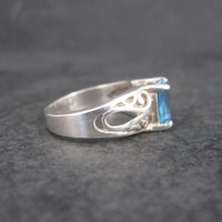 Sterling Filigree Blue Topaz Ring Size 6