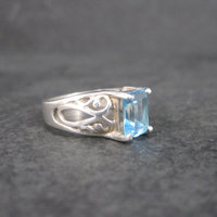 Sterling Filigree Blue Topaz Ring Size 6