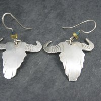 Vintage Southwestern Sterling Steer Head Earrings