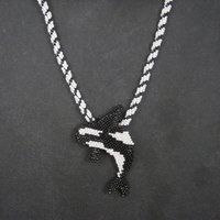 Large Alaskan Native Beaded Orca Necklace