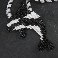 Large Alaskan Native Beaded Orca Necklace