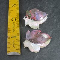 Set of 2 Mother of Pearl Leaf Brooches