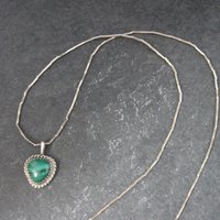 Southwestern Sterling Malachite Pendant Liquid Silver Chain