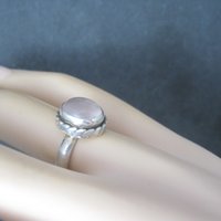 Simple 90s Sterling Rose Quartz Ring Size 7.75