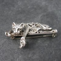 Vintage Sterling Cat and Mouse Brooch