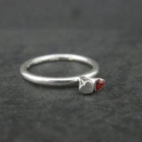 Dainty Stackable Sterling Red Heart Ring Size 7.25