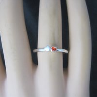 Dainty Stackable Sterling Red Heart Ring Size 7.25