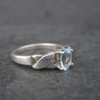 Vintage Sterling Blue Topaz Ring Size 8