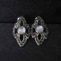 Vintage Sterling Mother of Pearl Marcasite Earrings