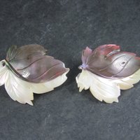 Set of 2 Mother of Pearl Leaf Brooches