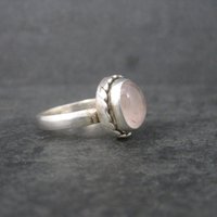 Simple 90s Sterling Rose Quartz Ring Size 7.75