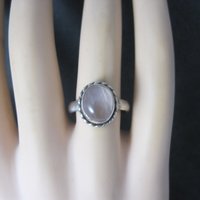 Simple 90s Sterling Rose Quartz Ring Size 7.75