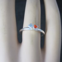 Dainty Stackable Sterling Red Heart Ring Size 7.25