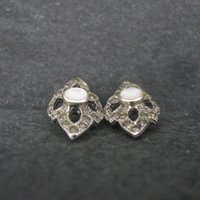 Vintage Sterling Mother of Pearl Marcasite Earrings