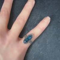 Southwestern Sterling Paua Shell Ring Size 6