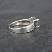 Vintage Sterling Blue Topaz Marcasite Ring Size 6
