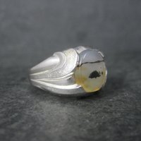 Mens Vintage Sterling Dendritic Agate Ring Size 12.5 Clark & Coombs