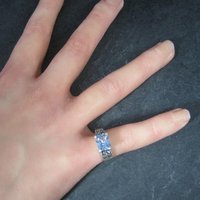 Vintage Sterling Blue Topaz Marcasite Ring Size 6