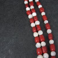 Vintage Coral Mother of Pearl 3 Strand Necklace Desert Rose Trading