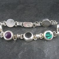 Vintage Mexican Sterling Gemstone Bracelet 7.25 Inches