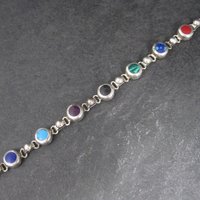 Vintage Mexican Sterling Gemstone Bracelet 7.25 Inches