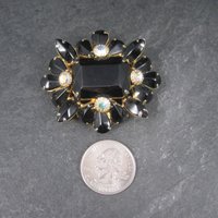 Vintage Black Rhinestone Juliana Brooch
