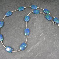 Vintage Sterling Southwestern Azurite Necklace 16 Inches