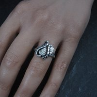 Ladies 90s Vintage Black Hills Silver Sterling Leaf Ring