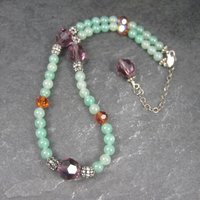 Vintage Aventurine Crystal Necklace 14-17"