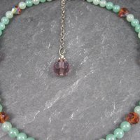 Vintage Aventurine Crystal Necklace 14-17"