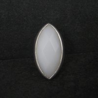 Vintage Brushed Sterling Milk Glass Ring Size 6