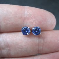 Vintage 90s Sterling 5mm Purple Cz Stud Earrings