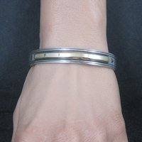 Vintage Southwestern Sterling 14K Cuff Bracelet 6.75 Inches