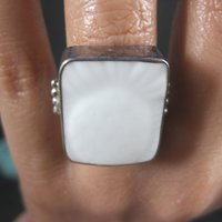 Vintage Sterling White Pottery Pineapple Ring Size 8.5