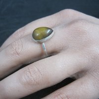 Dainty Sterling Tigers Eye Ring Size 10