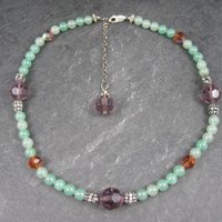 Vintage Aventurine Crystal Necklace 14-17"